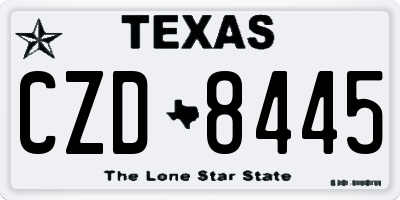 TX license plate CZD8445