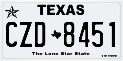 TX license plate CZD8451