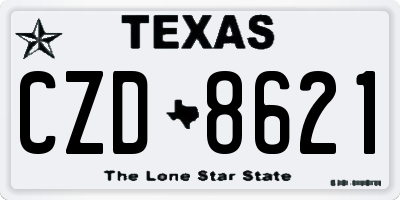 TX license plate CZD8621