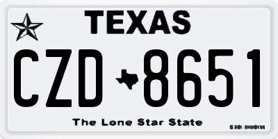 TX license plate CZD8651