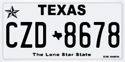 TX license plate CZD8678