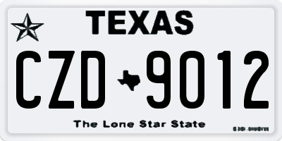 TX license plate CZD9012