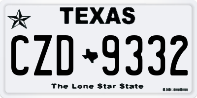 TX license plate CZD9332