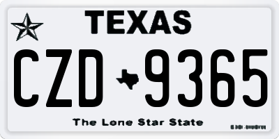 TX license plate CZD9365