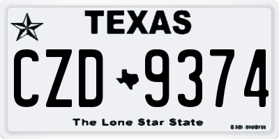 TX license plate CZD9374