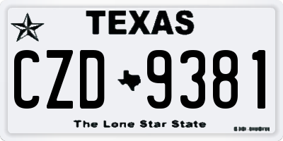 TX license plate CZD9381