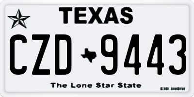 TX license plate CZD9443