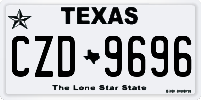 TX license plate CZD9696