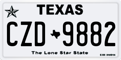 TX license plate CZD9882