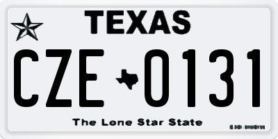 TX license plate CZE0131