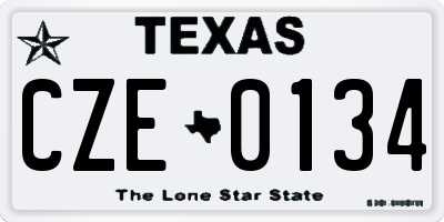 TX license plate CZE0134