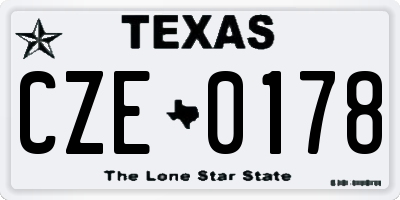 TX license plate CZE0178