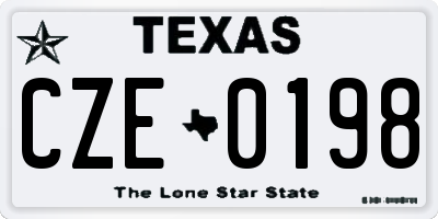 TX license plate CZE0198