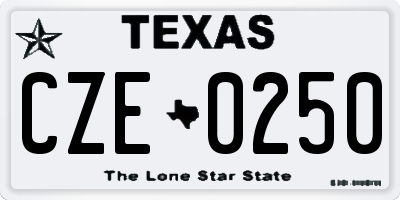 TX license plate CZE0250