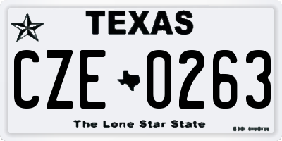 TX license plate CZE0263