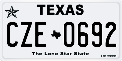 TX license plate CZE0692