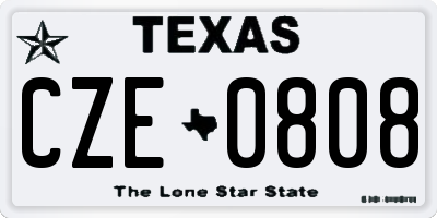 TX license plate CZE0808