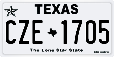 TX license plate CZE1705