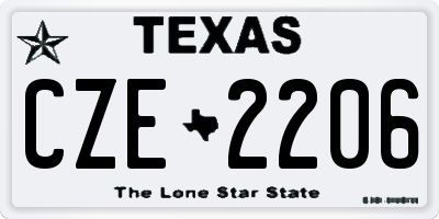 TX license plate CZE2206