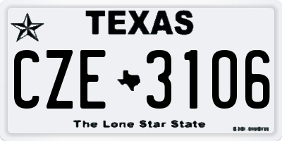 TX license plate CZE3106
