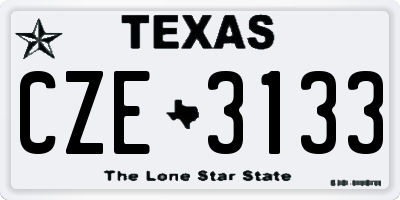 TX license plate CZE3133