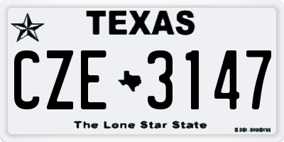 TX license plate CZE3147