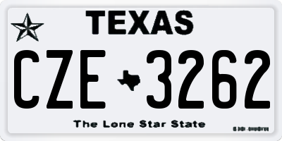 TX license plate CZE3262