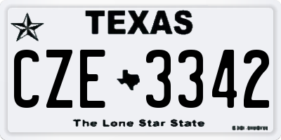 TX license plate CZE3342