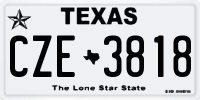 TX license plate CZE3818
