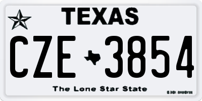 TX license plate CZE3854