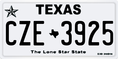 TX license plate CZE3925