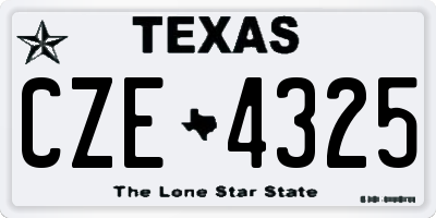 TX license plate CZE4325