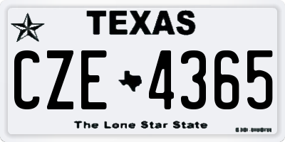 TX license plate CZE4365
