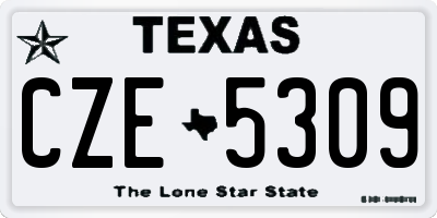TX license plate CZE5309