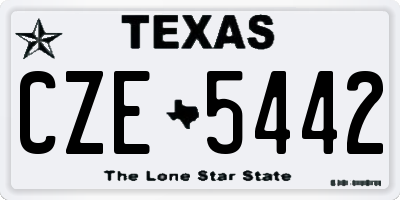 TX license plate CZE5442