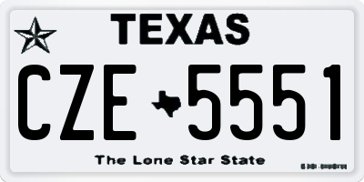 TX license plate CZE5551