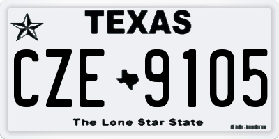 TX license plate CZE9105