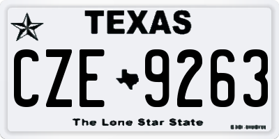 TX license plate CZE9263