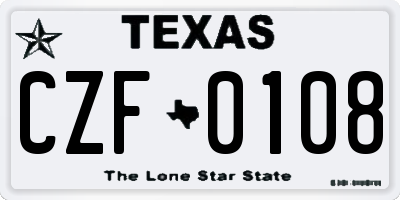 TX license plate CZF0108