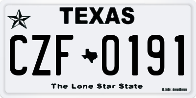 TX license plate CZF0191