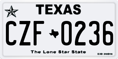 TX license plate CZF0236