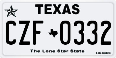 TX license plate CZF0332
