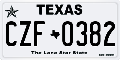 TX license plate CZF0382