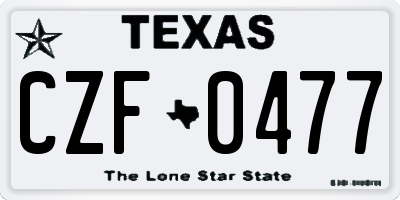 TX license plate CZF0477