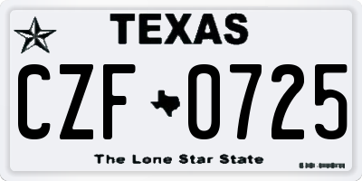 TX license plate CZF0725