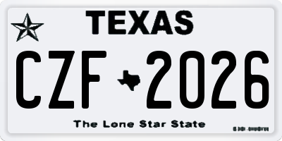 TX license plate CZF2026