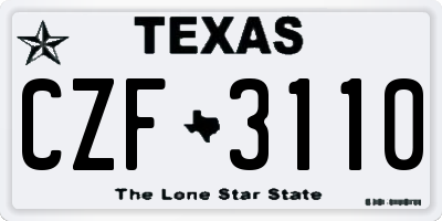 TX license plate CZF3110