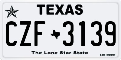 TX license plate CZF3139