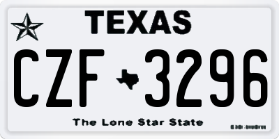 TX license plate CZF3296
