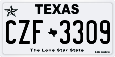 TX license plate CZF3309
